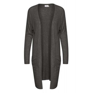 Kaffe Lightweight Long Sandra Cardigan In Grey